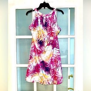 Aryeh Pink White Yellow Tropical Print Mini Dress